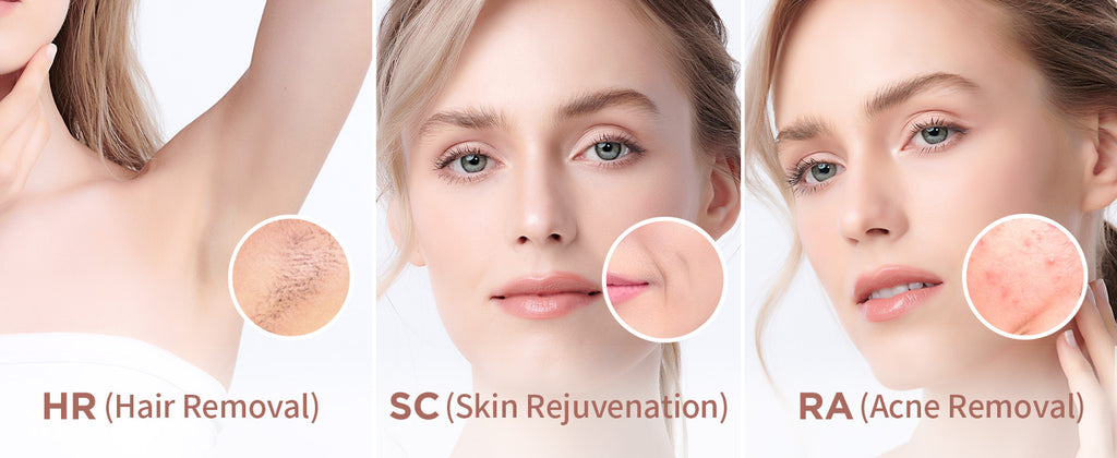 Laser Hair Removal IPL 999900 Flashes HR/RA/SC 3 in 1 Epilator Device 5c㎡ flash window 17.6J for Facial Legs Arms Whole Body Use