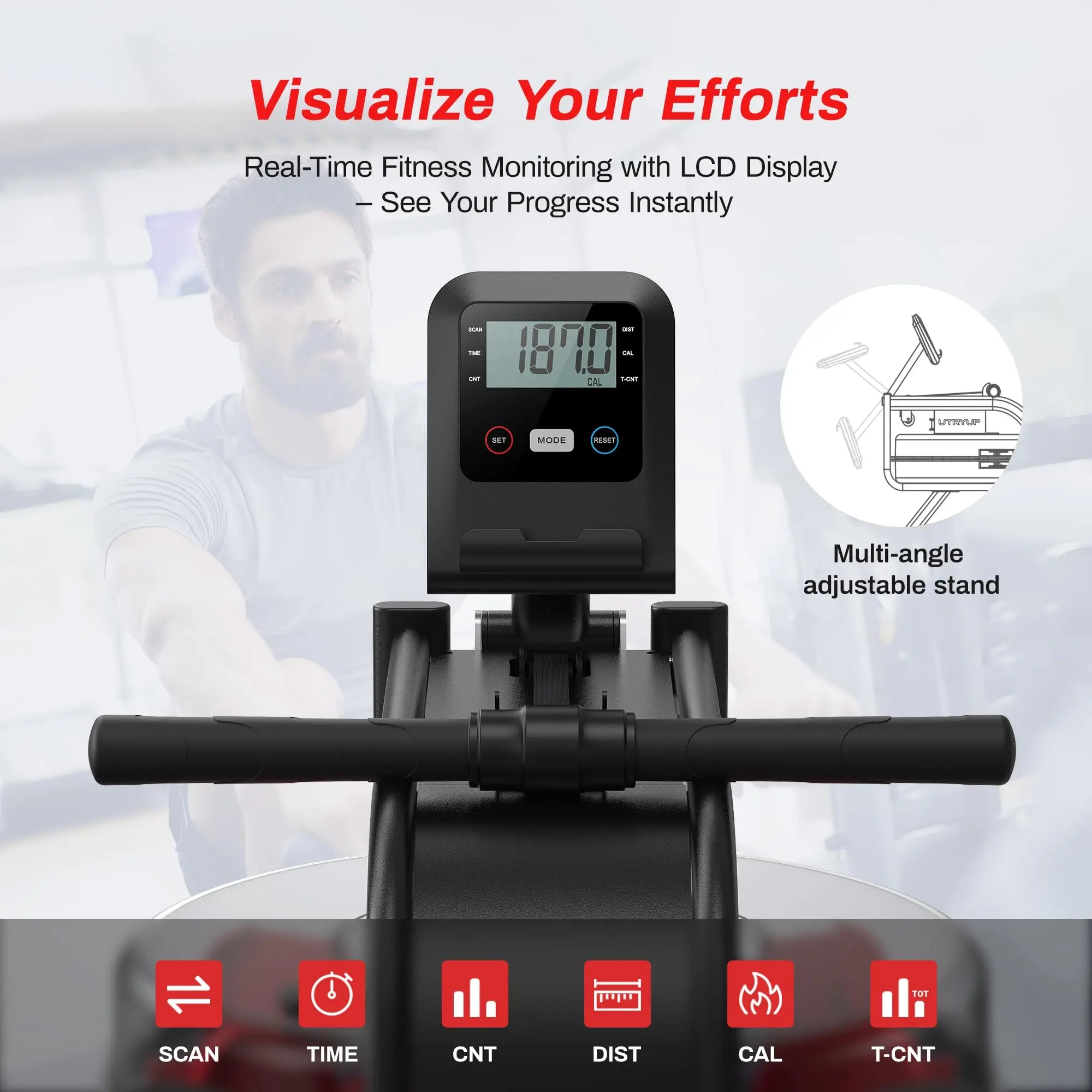 UTRYUP Magnetic Rowing Machines R05 Water Rower R10 16 Levels Quiet Resistance Foldable Compact Rowing Machine Home Gym Fitness