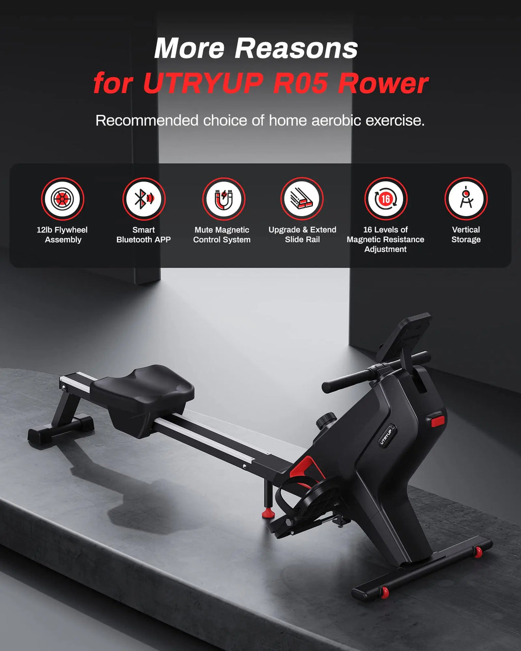 UTRYUP Magnetic Rowing Machines R05 Water Rower R10 16 Levels Quiet Resistance Foldable Compact Rowing Machine Home Gym Fitness