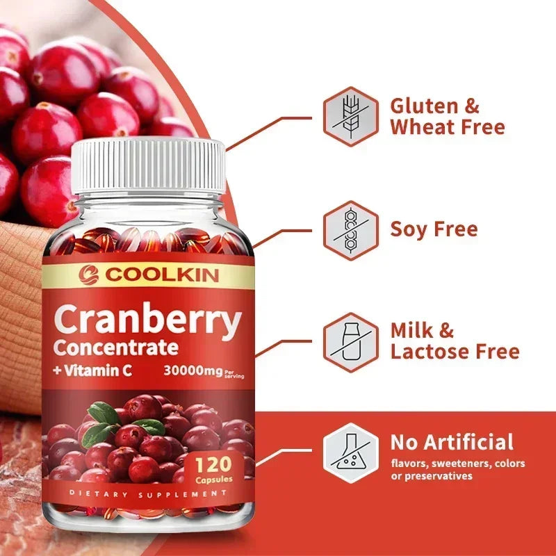 Cranberry - Supports Urinary System Health Bladder Health Potent Antioxidant Rich Vita C Capsule Supplement