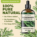 100% pure rosemary essential oil, suitable for hair, scalp, and skin, natural aromatherapy oil, nourishing and revitalizing.
