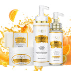 AILKE Vitamin C Skin Care Set, with Lightening Body Lotion, Even Skin Tone Face Cream, Whitening Serum, Brightening Soap