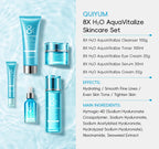 QUIYUM 8X H₂O AquaVitalize Skincare Set 5PCS Deep Hydration Kit Wrinkle Smoothing Tightening Treatment Gift Set