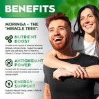 Moringa Capsules Pure Moringa Powder Green Superfood Supplement Supports Good Nights Sleep, Joints & Energy Levels, 60 Capsules
