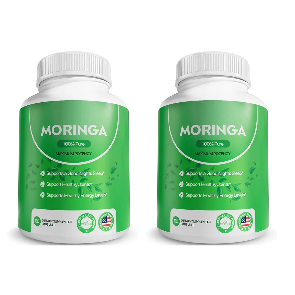 Moringa Capsules Pure Moringa Powder Green Superfood Supplement Supports Good Nights Sleep, Joints & Energy Levels, 60 Capsules