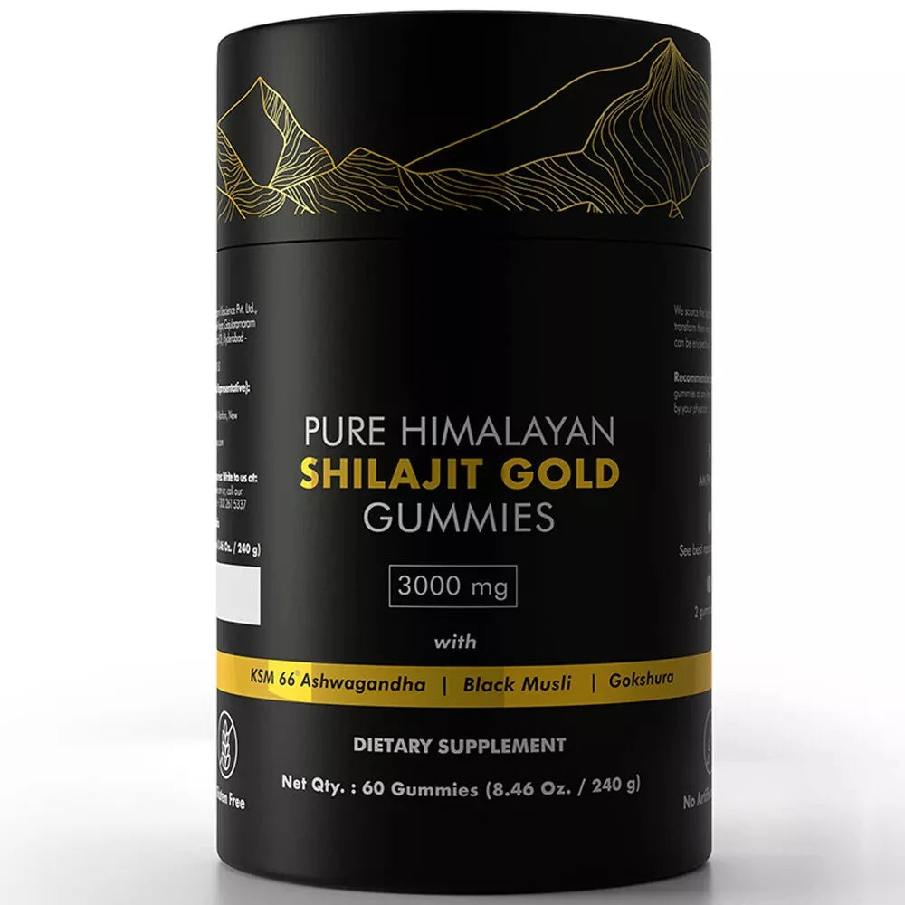 Pure Himalayan Shilajit Gummies, 3000 Mg Gold Grade Shilajit with Ashwagandha, Gokshura
