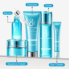 QUIYUM 8X H₂O AquaVitalize Skincare Set 5PCS Deep Hydration Kit Wrinkle Smoothing Tightening Treatment Gift Set