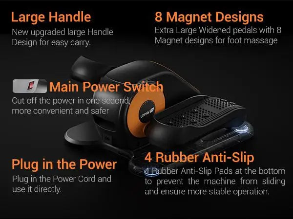 Quiet Portable Under Desk Elliptical for Seniors, Electric Seated Leg Exerciser with Remote – Compact Training Machine