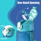 Sports Water Bottle with Time-Tracking Straw Leak Proof Locking Flip Cover for Easy Carry Ideal for Outdoor Adventures