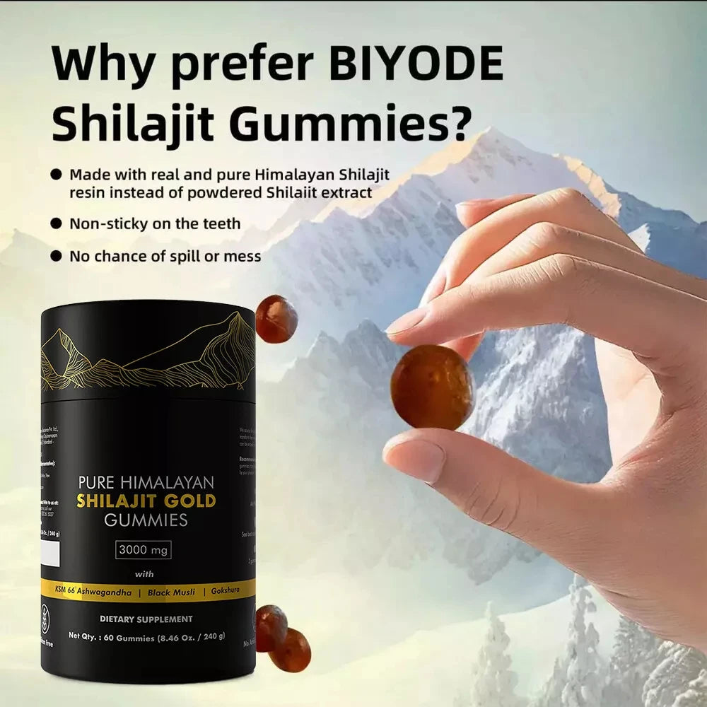 Pure Himalayan Shilajit Gummies, 3000 Mg Gold Grade Shilajit with Ashwagandha, Gokshura