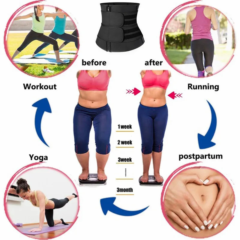 1pc Waist Trainer Slimming Body Shaper Fitness Belt Weight Loss Fat Burning Sport Girdle Sweat Trimmer Workout Cincher Shapewear