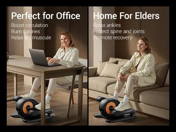 Quiet Portable Under Desk Elliptical for Seniors, Electric Seated Leg Exerciser with Remote – Compact Training Machine