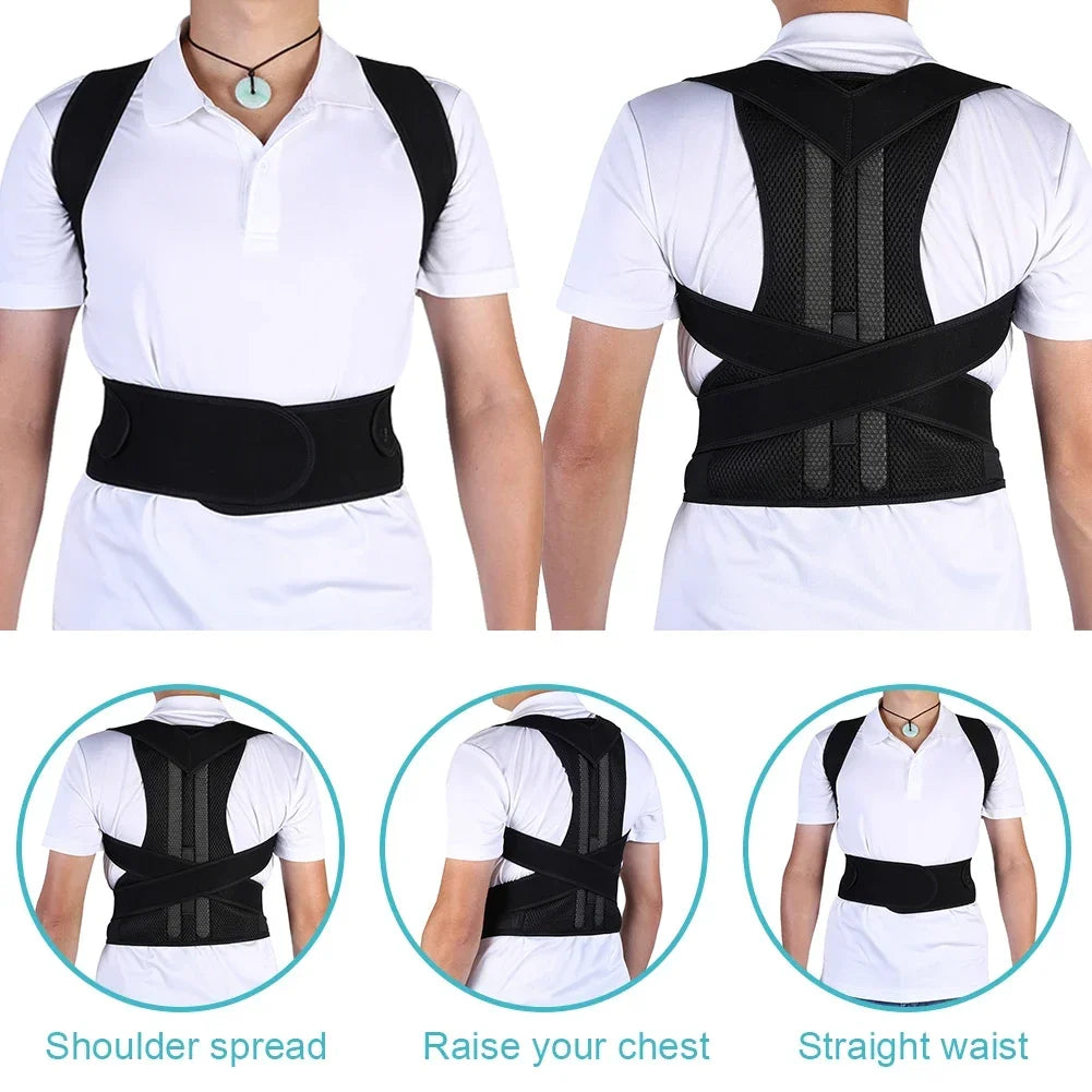 Achieve  Posture with Adjustable, Breathable Polyester Posture Corrector - Universal Fit for Pain Rel