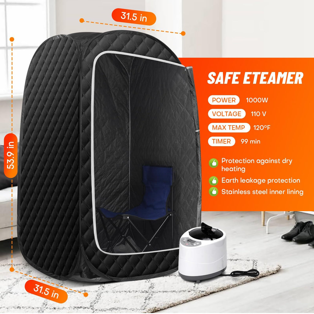 Ecoboom Home Portable Sauna Room, Full Body Home Sauna Room, Foldable Portable Steam Sauna Tent, Equipped With A 2.6L 1000W Steam Generator, Folding Chair, And Remote Control.
