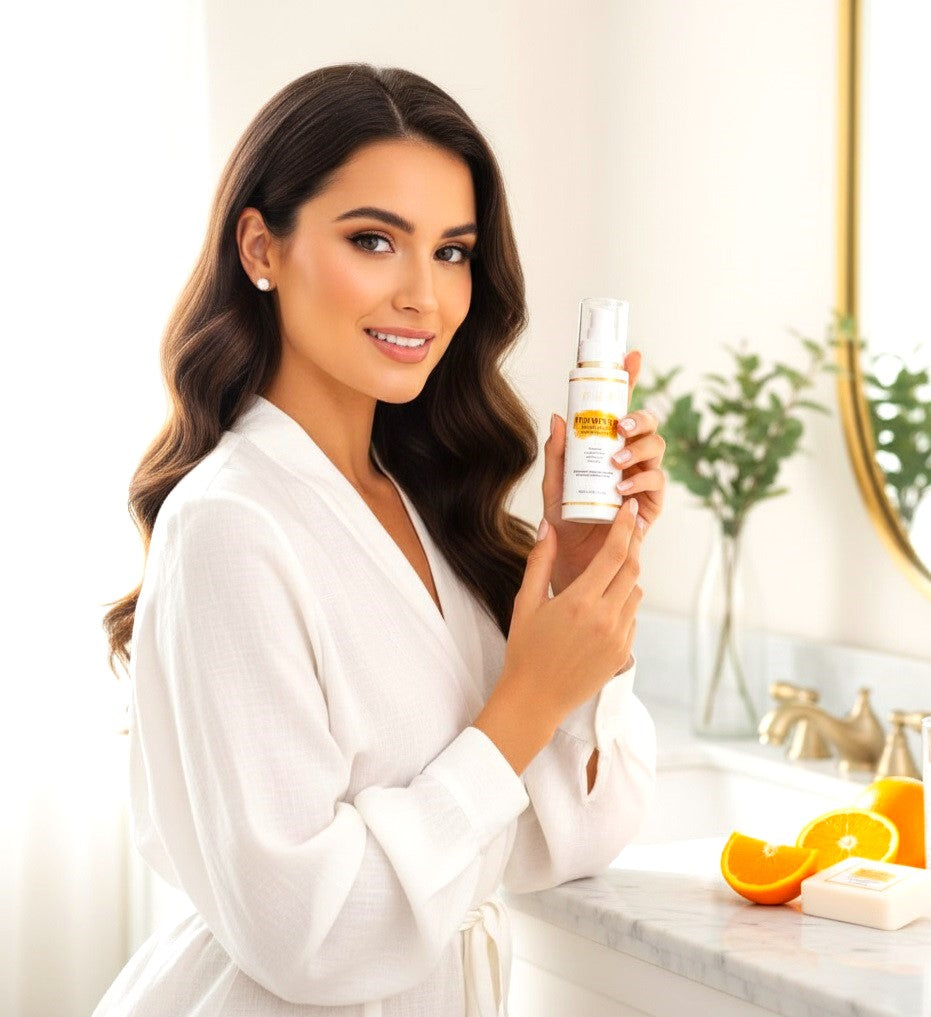 AILKE Vitamin C Skin Care Set, with Lightening Body Lotion, Even Skin Tone Face Cream, Whitening Serum, Brightening Soap