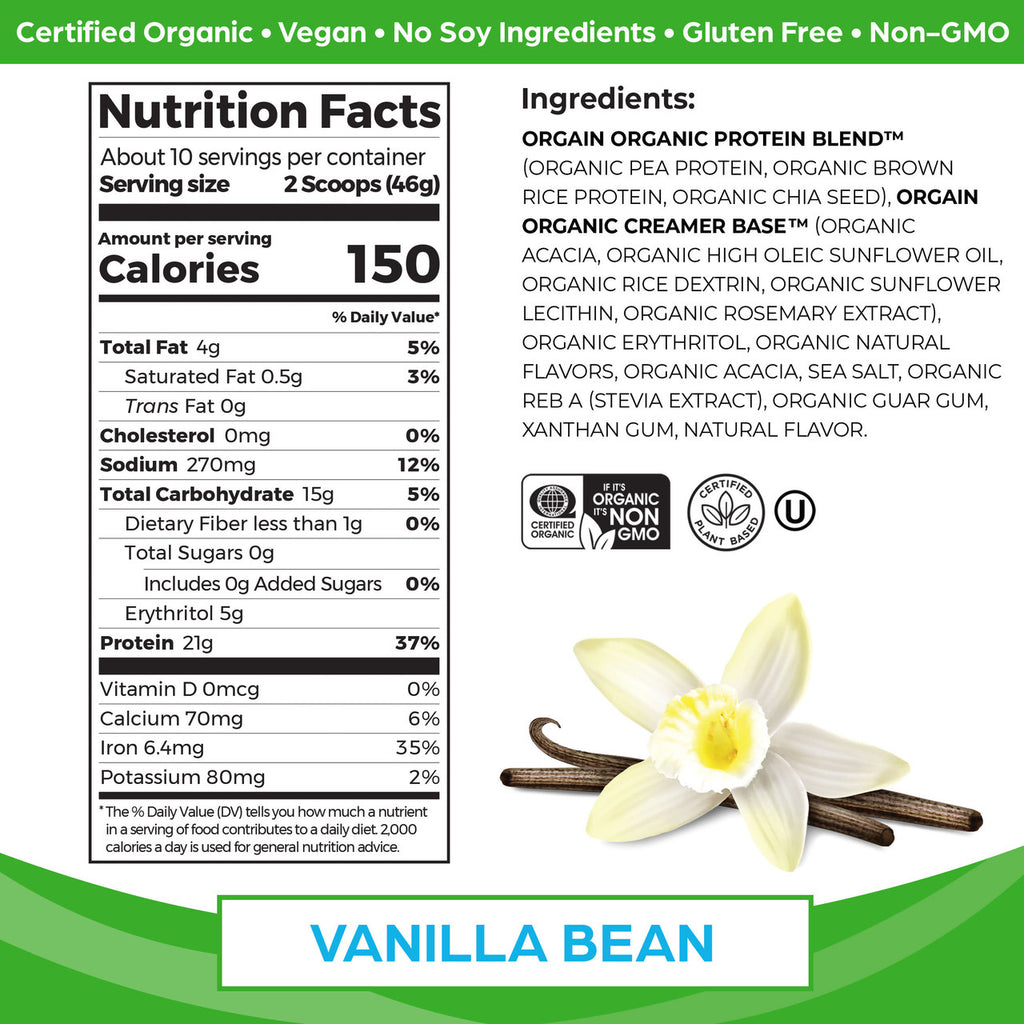 Orgain Organic Plant-Based Protein Powder - Sweet Vanilla Bean