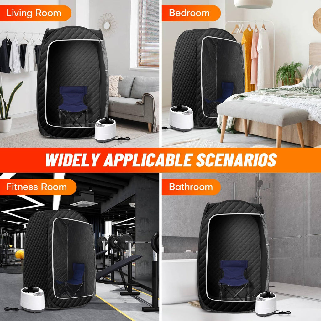 Ecoboom Home Portable Sauna Room, Full Body Home Sauna Room, Foldable Portable Steam Sauna Tent, Equipped With A 2.6L 1000W Steam Generator, Folding Chair, And Remote Control.